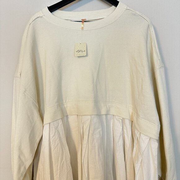 FREE PEOPLE Eleanor Sweatshirt Dress in Grey Combo Size Medium NWT - Picture 6 of 16